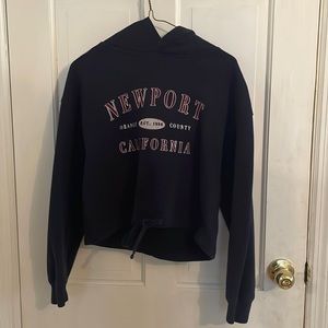 Navy Newport Cropped Hoodie